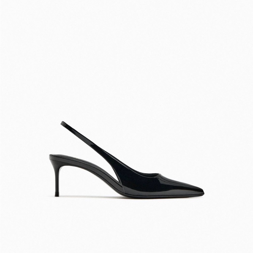 Zara Black Pointed Kitten  Heels